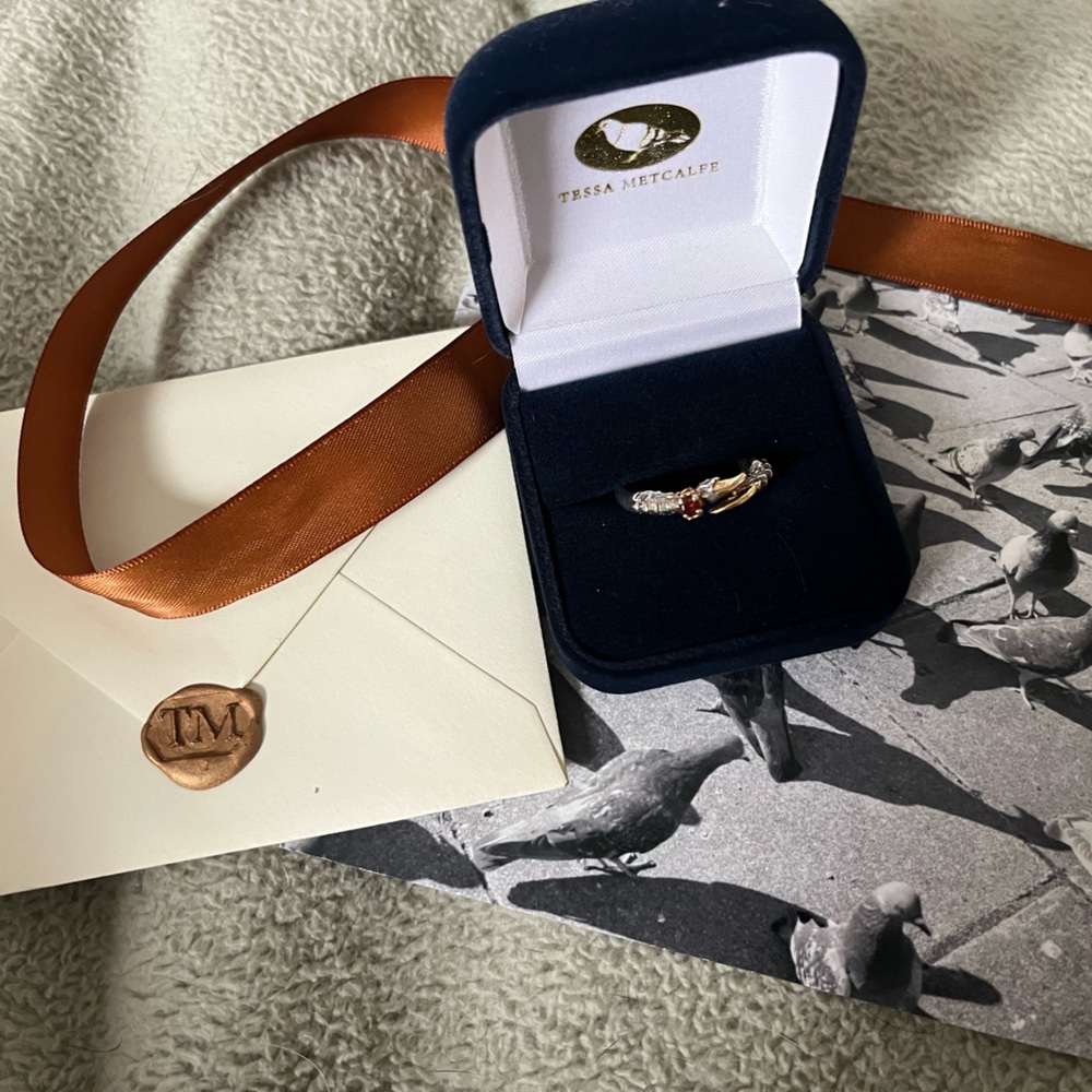 Tessa Metcalfe Single Claw Garnet Ring Size P/Q